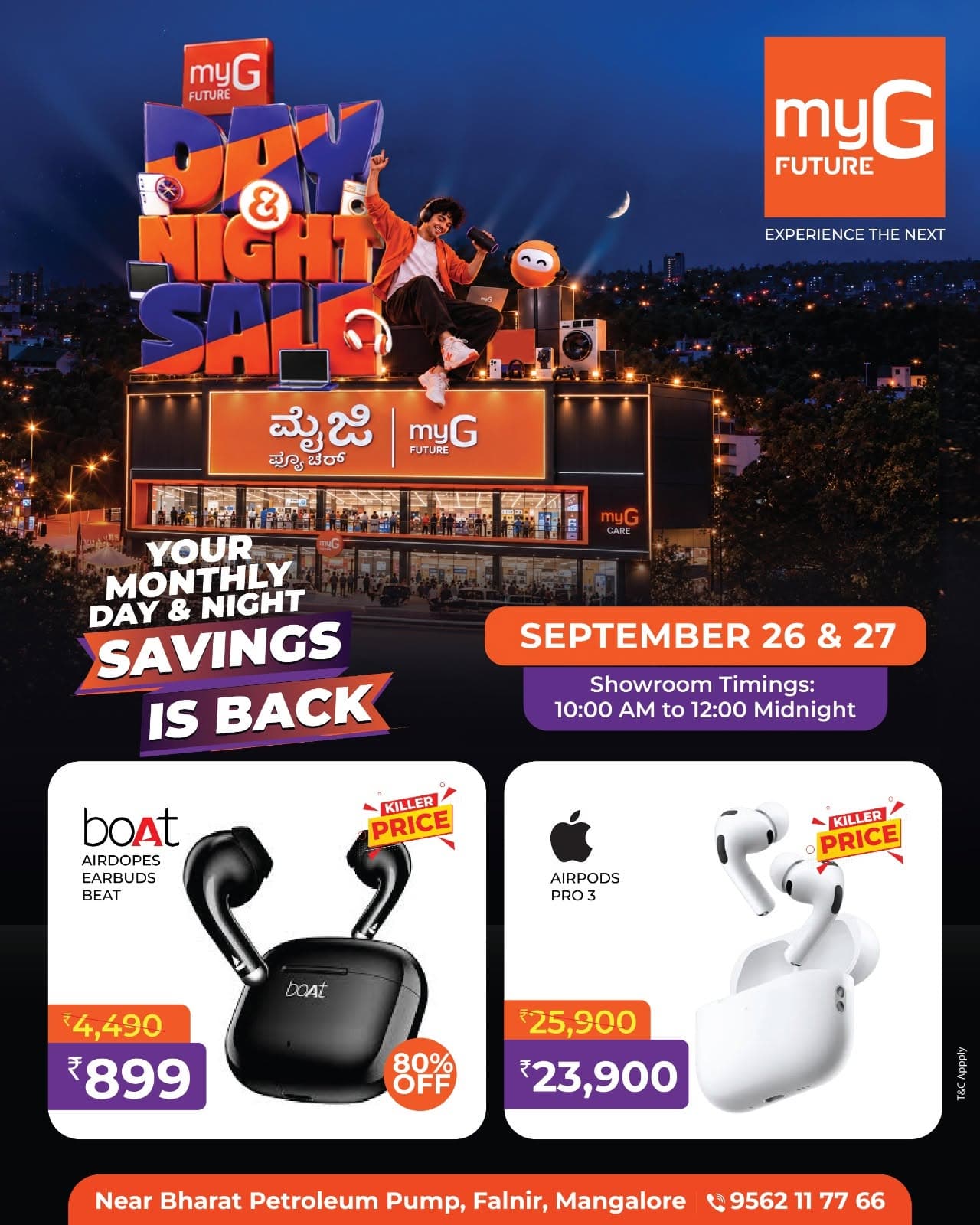 Upgrade your everyday audio with exciting Earbuds Offers at the myG Future Day & Night Sale. Explore wireless earbuds and premium true wireless audio options with special limited-time discounts on selected models. Whether it’s music, calls, travel or everyday entertainment, find an audio upgrade that fits your needs. Grab the offers on September 26 and 27, from 10:00 AM to 12:00 midnight.