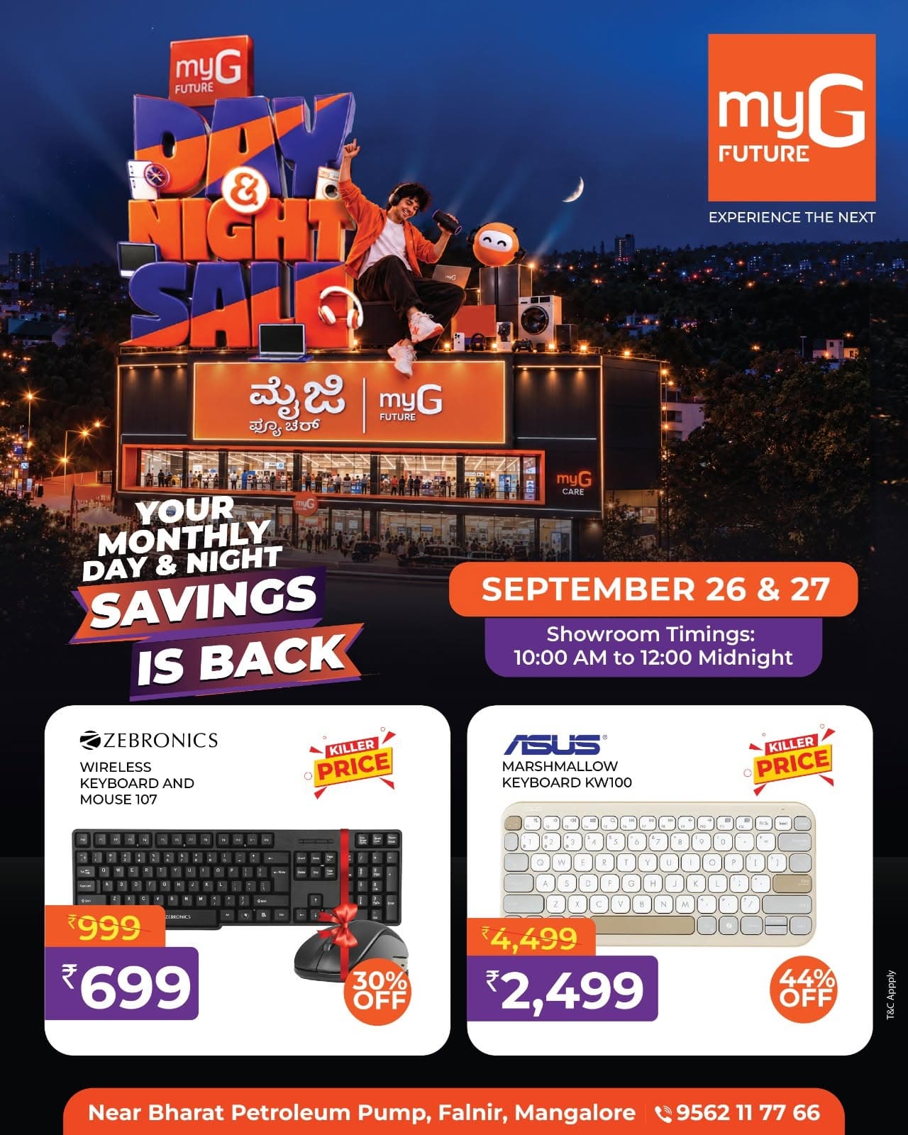 Upgrade your workspace with exciting Keyboard and Mouse Offers at the myG Future Day & Night Sale. Explore wireless keyboard and mouse combos along with compact wireless keyboards designed for work, study and everyday computing. Enjoy special limited-time discounts on selected computer accessories and make your desk setup smarter and more convenient. Grab the offers on September 26 and 27, from 10:00 AM to 12:00 midnight.