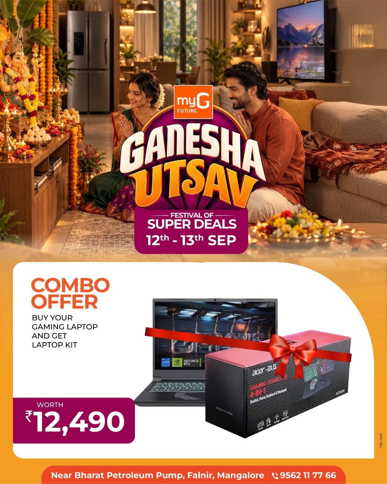 Looking for a Gaming Laptop with an exciting extra benefit?

 Here’s your chance to upgrade your gaming experience with a special Ganesha Utsav Combo Offer.

Buy your favourite Gaming Laptop and get a Laptop Kit worth ₹12,490.

Upgrade your gaming setup with a powerful laptop and an exciting combo benefit during the Festival of Super Deals.

Take advantage of this special offer and bring home your favorite Gaming Laptop with more value.

Offer valid on 12th and 13th September.

T&C APPLY