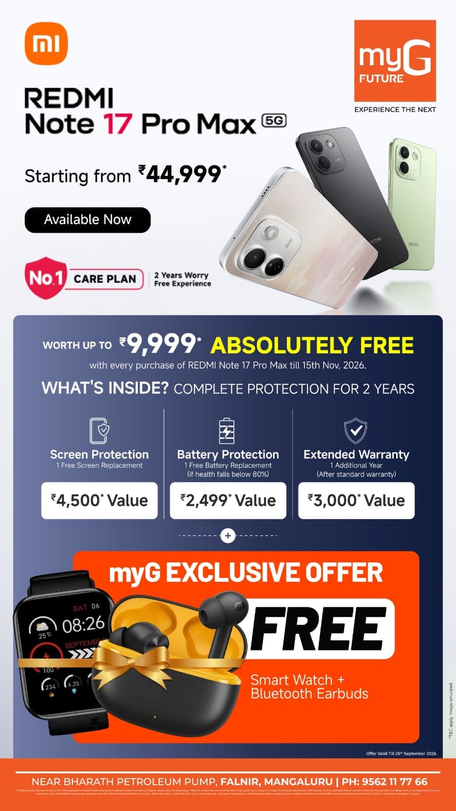 A New Redmi. Two Free Gifts. Two Years of Protection.